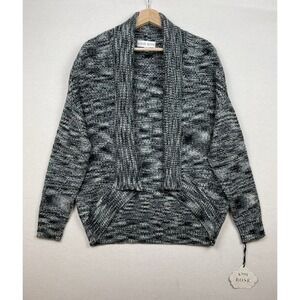 New Knox Rose Knit Sweater Cardigan Women's Size M Gray Open Front Lagenlook NWT
